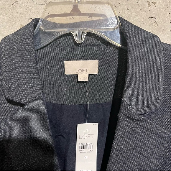 Ann Taylor LOFT Chambray One Button Blazer Jacket Blue Linen Blend NWT Size 10 - Picture 2 of 14